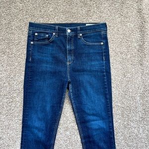 Rag & Bone High Waist Ankle Skinny Jeans in Mad River Wash